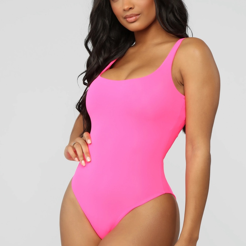 Fashion Nova Easy Peasy One-Piece Swimsuit- Neon Pink Size L